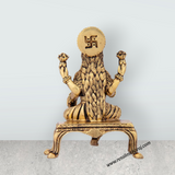 Laxmi Devi Statue - 3.5 x 2.5 Inches | Lakshmi Statue Sitting On Chowki/ Brass Idol for Pooja/ 120 Gms Approx - Retail Maharaj