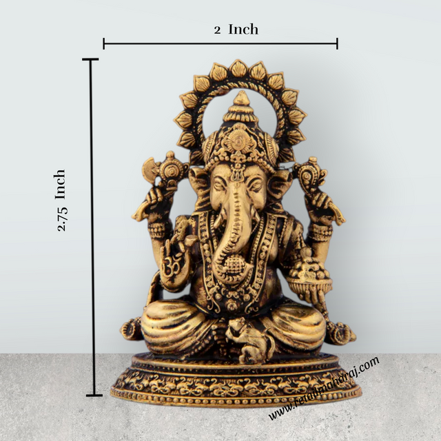 Ganesh Statue - 2.75 x 2 Inches | Brass Vinayaka Idol / Ganesh Idol for Pooja / 95 Gms Approx - Retail Maharaj