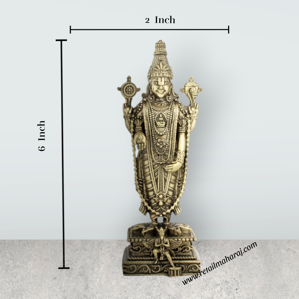 Balaji Murti - 6 x 2 Inches | Balaji Statue/ Balaji Idol for Pooja/ 290 Gms Approx - Retail Maharaj