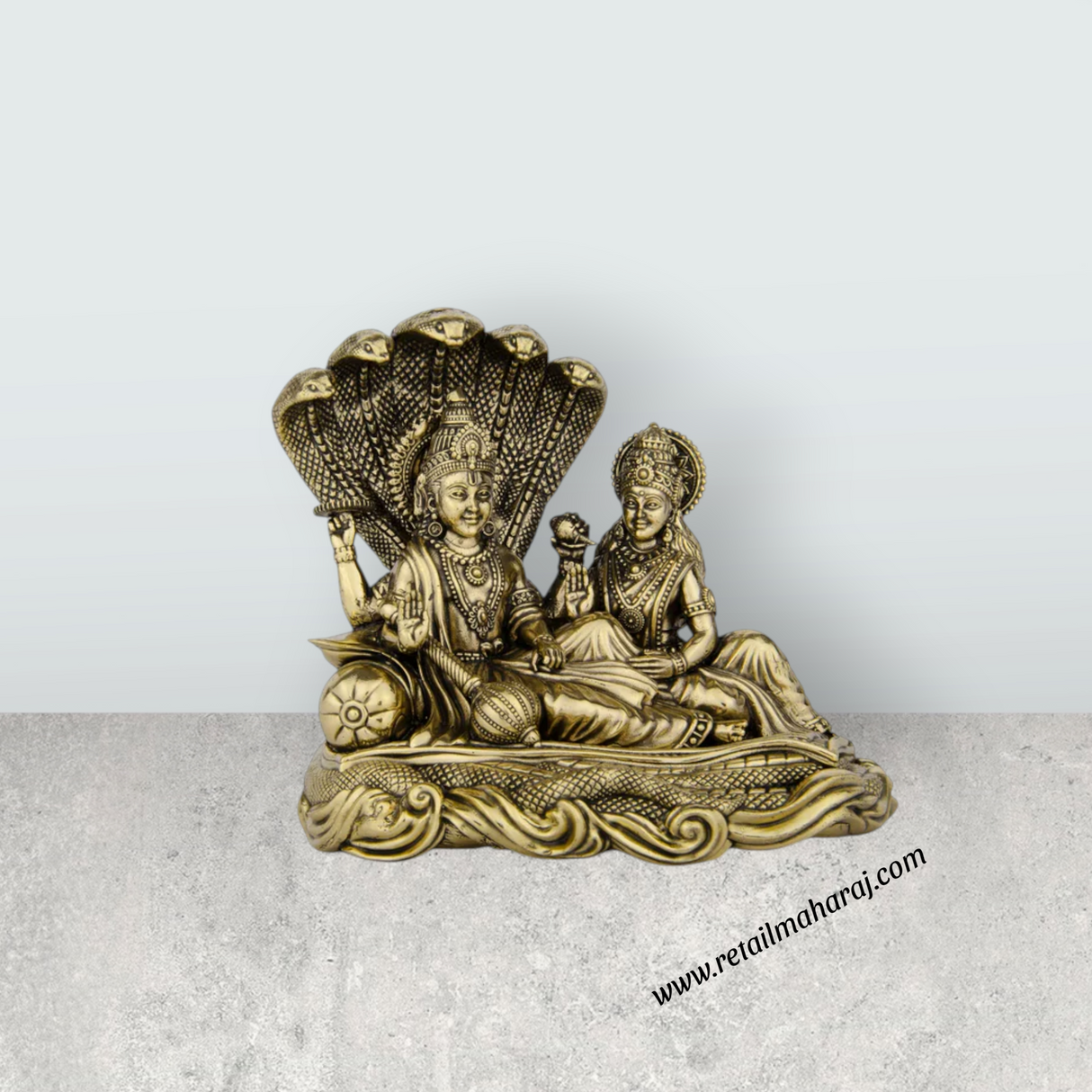 Laxmi Vishnu Idol - 4 x 4 Inches | Vishnu Lakshmi Sheshnag/ Brass Idol/ 355 Gms Approx