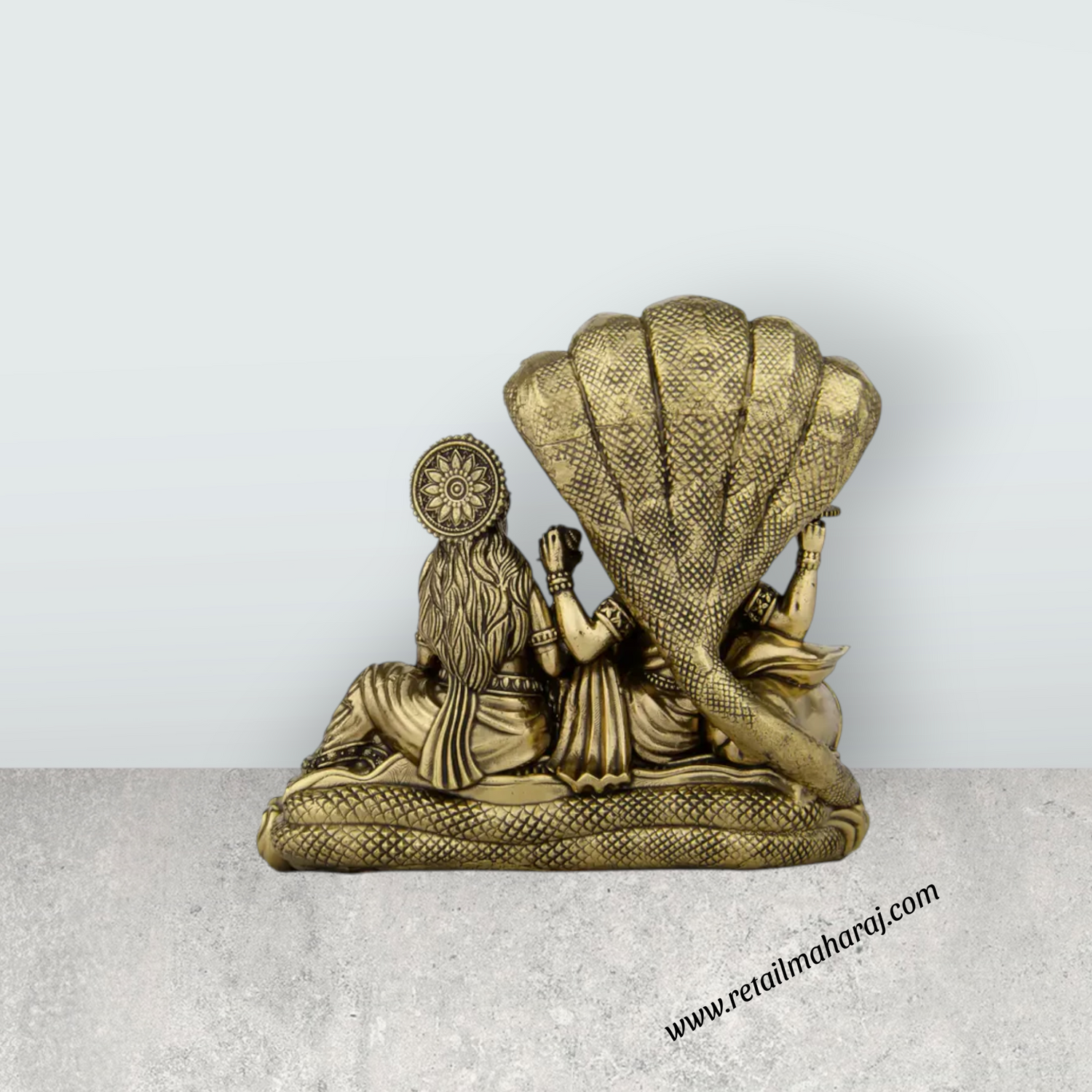 Laxmi Vishnu Idol - 4 x 4 Inches | Vishnu Lakshmi Sheshnag/ Brass Idol/ 355 Gms Approx