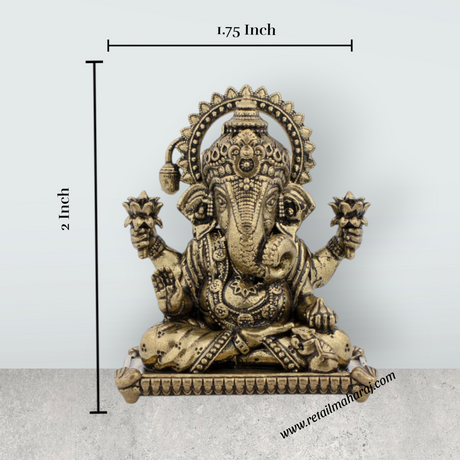 Ganesha Murti Statue - 2 x 1.75 Inches | Brass Idol/ Vinayaka Idol for Pooja/ 55 Gms Approx - Retail Maharaj