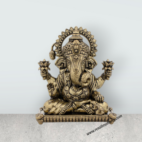 Ganesha Murti Statue - 2 x 1.75 Inches | Brass Idol/ Vinayaka Idol for Pooja/ 55 Gms Approx - Retail Maharaj