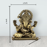Ganesh Murti - 4 x 3 Inches | Brass Idol / Ganesh Statue Sitting for Pooja/ 340 Gms Approx - Retail Maharaj