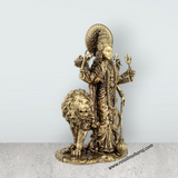 Durga Devi - 6 x 4 Inches | Durga Statue Sitting On Lion/ Brass Idol/ Durga Murti for Pooja/ 515 Gms Approx - Retail Maharaj