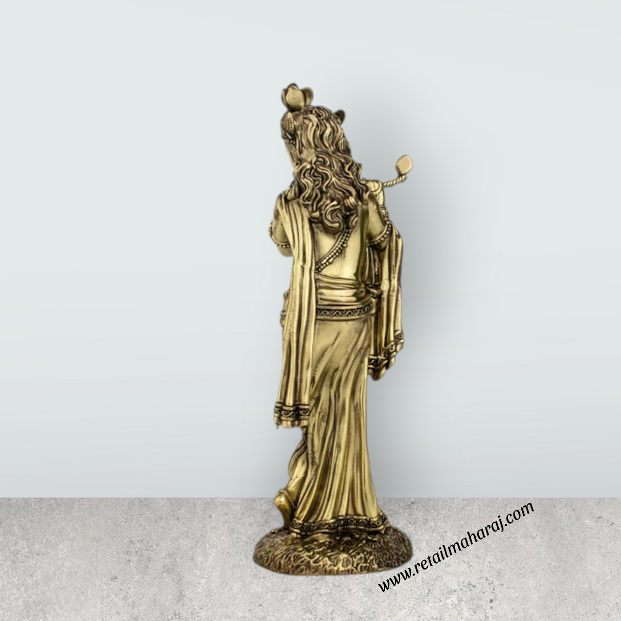 Krishnan Statue - 10 x 3.5 Inches | Brass idol/ Krishna Flute Statue for Pooja/ 730 Gms Approx - Retail Maharaj