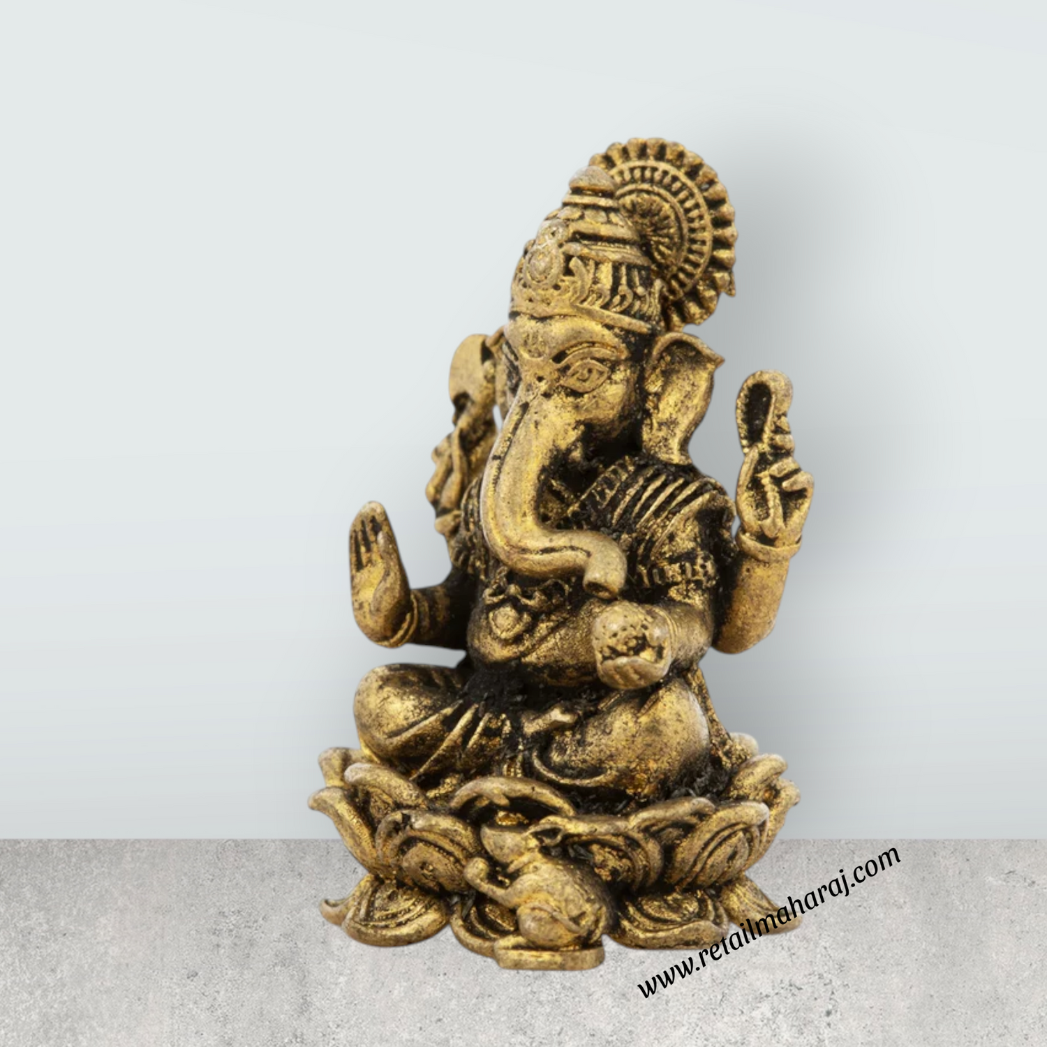 Ganesh Statue - 1.5 x 1 Inches | Brass idol/ Vinayaka Idol / Ganesh Idol for Pooja - Retail Maharaj