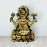 Ganesh Murti Sitting On Flower Base - 3 x 2 Inches | Brass Idol/ Antique Polish Ganpati Murti for Pooja
