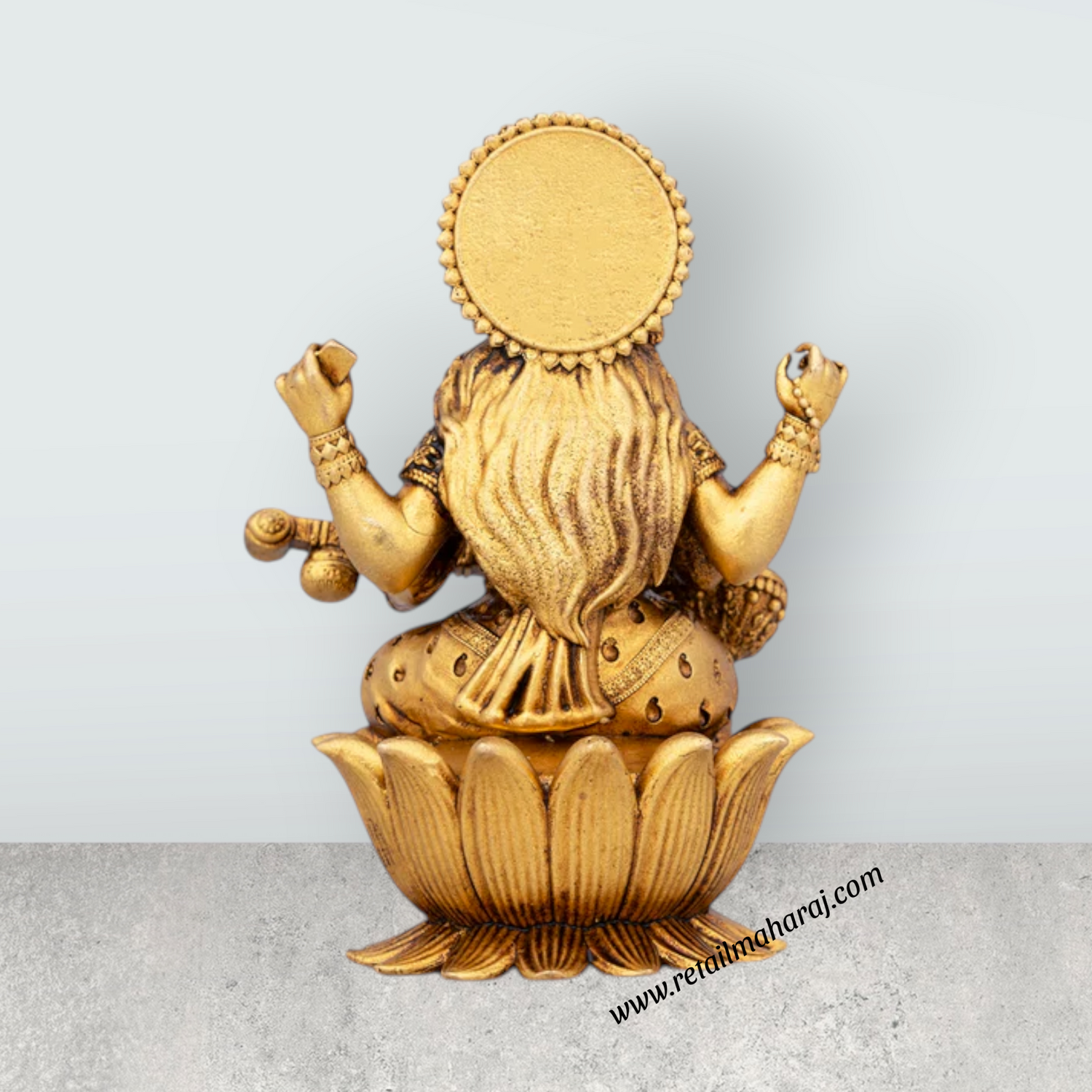 Saraswati Murti Sitting On Lotus Base - 3.75 x 2.5 Inches | Brass Idol/ Maa Saraswati Statue for Pooja