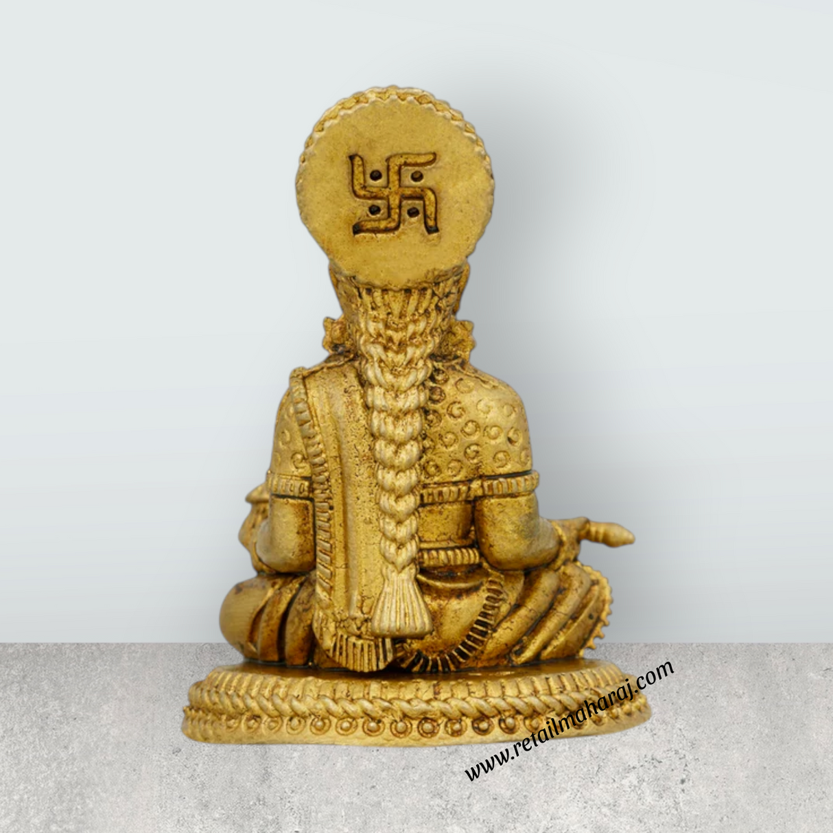 Annapurna Devi Sitting On Base - 2 x 1.5 Inches | Brass Idol/ Annapoorani Statue for Pooja - Retail Maharaj