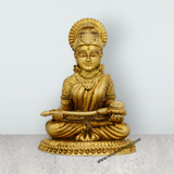 Annapurna Devi Sitting On Base - 2 x 1.5 Inches | Brass Idol/ Annapoorani Statue for Pooja - Retail Maharaj