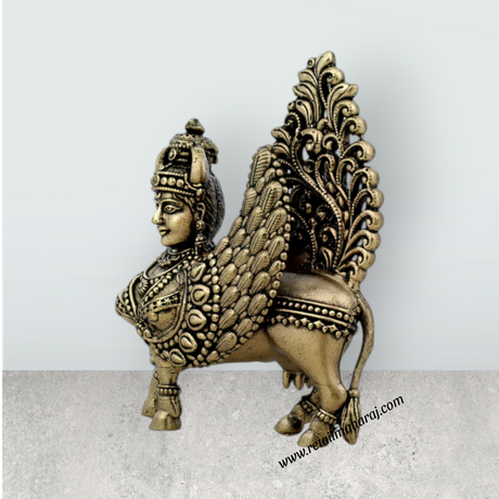 Kamadhenu Statue – 3 x 2 Inches | Antique Brass Idol / Divine Cow Statue / Kamadhenu Idol for Home & Pooja - Retail Maharaj