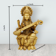 Saraswati Murti Sitting On Lotus Base - 2 x 1.5 Inches | Brass Idol/ Saraswati Statue for Pooja - Retail Maharaj