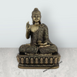 Brass Buddha Sitting On Flower Base Statue – 6 x 4 Inches | Antique Brass Buddha Idol for Home & Meditation Décor - Retail Maharaj