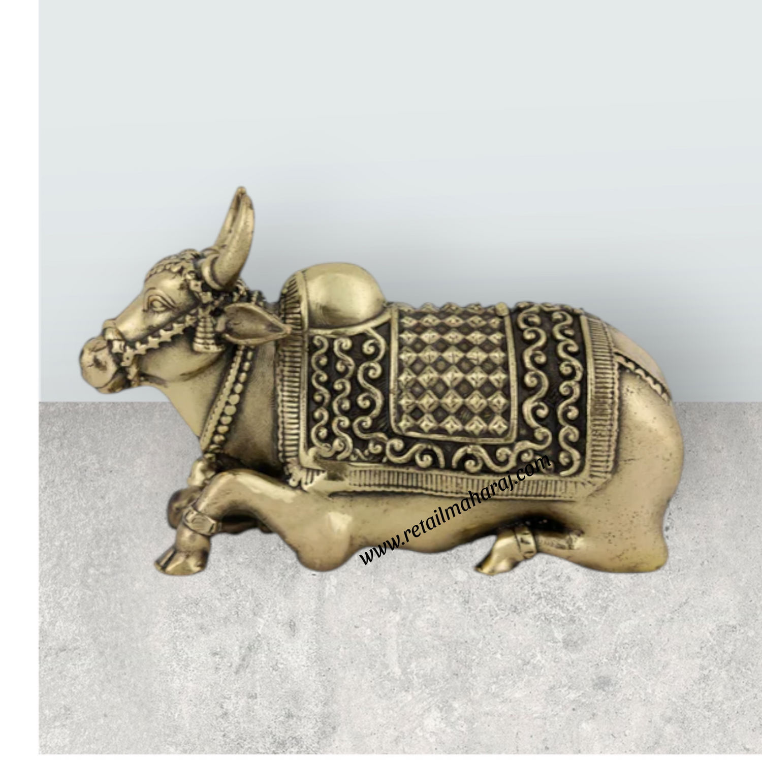 Nandi Murti - 0.75 x 1.5 Inches | Antique Brass Idol / Nandi Statue / Nandi Bhagavan / NandiDeva for Pooja - Retail Maharaj