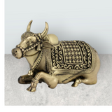 Nandi Murti - 0.75 x 1.5 Inches | Antique Brass Idol / Nandi Statue / Nandi Bhagavan / NandiDeva for Pooja - Retail Maharaj