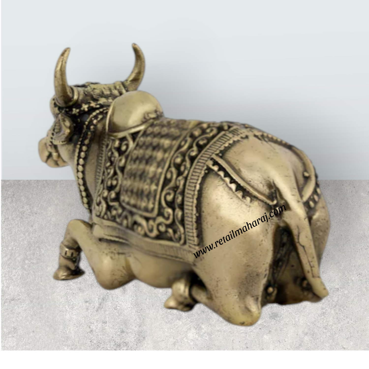Nandi Murti - 0.75 x 1.5 Inches | Antique Brass Idol / Nandi Statue / Nandi Bhagavan / NandiDeva for Pooja - Retail Maharaj