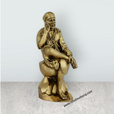 Saibaba Statue – 5 x 1.75 Inches | Antique Brass Saibaba Sitting Idol / Shirdi Sai Baba Vigraham for Pooja - Retail Maharaj