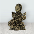 Saraswati Murti Sitting On Lotus – 1 x 0.75 Inches | Antique Brass Idol / Saraswathy Idol For Home Pooja Decor - Retail Maharaj