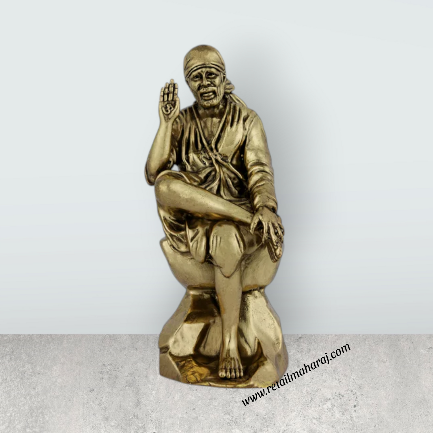 Saibaba Statue – 6 x 2.25 Inches | Antique Brass Idol / Saibaba Sitting Idol / Shirdi Sai Baba Vigraham - Retail Maharaj