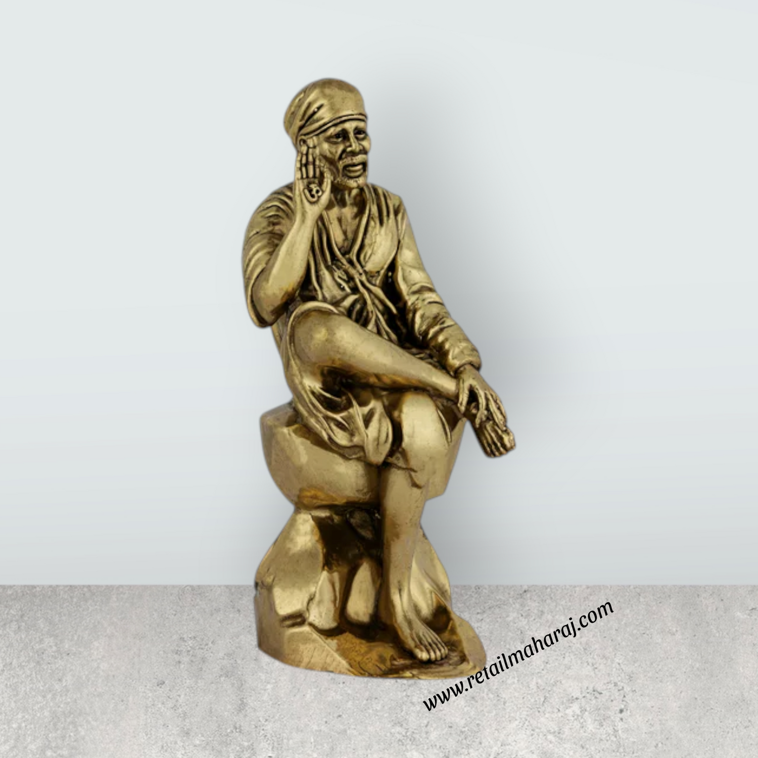 Saibaba Statue – 6 x 2.25 Inches | Antique Brass Idol / Saibaba Sitting Idol / Shirdi Sai Baba Vigraham - Retail Maharaj