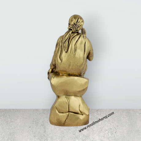 Saibaba Statue – 6 x 2.25 Inches | Antique Brass Idol / Saibaba Sitting Idol / Shirdi Sai Baba Vigraham - Retail Maharaj