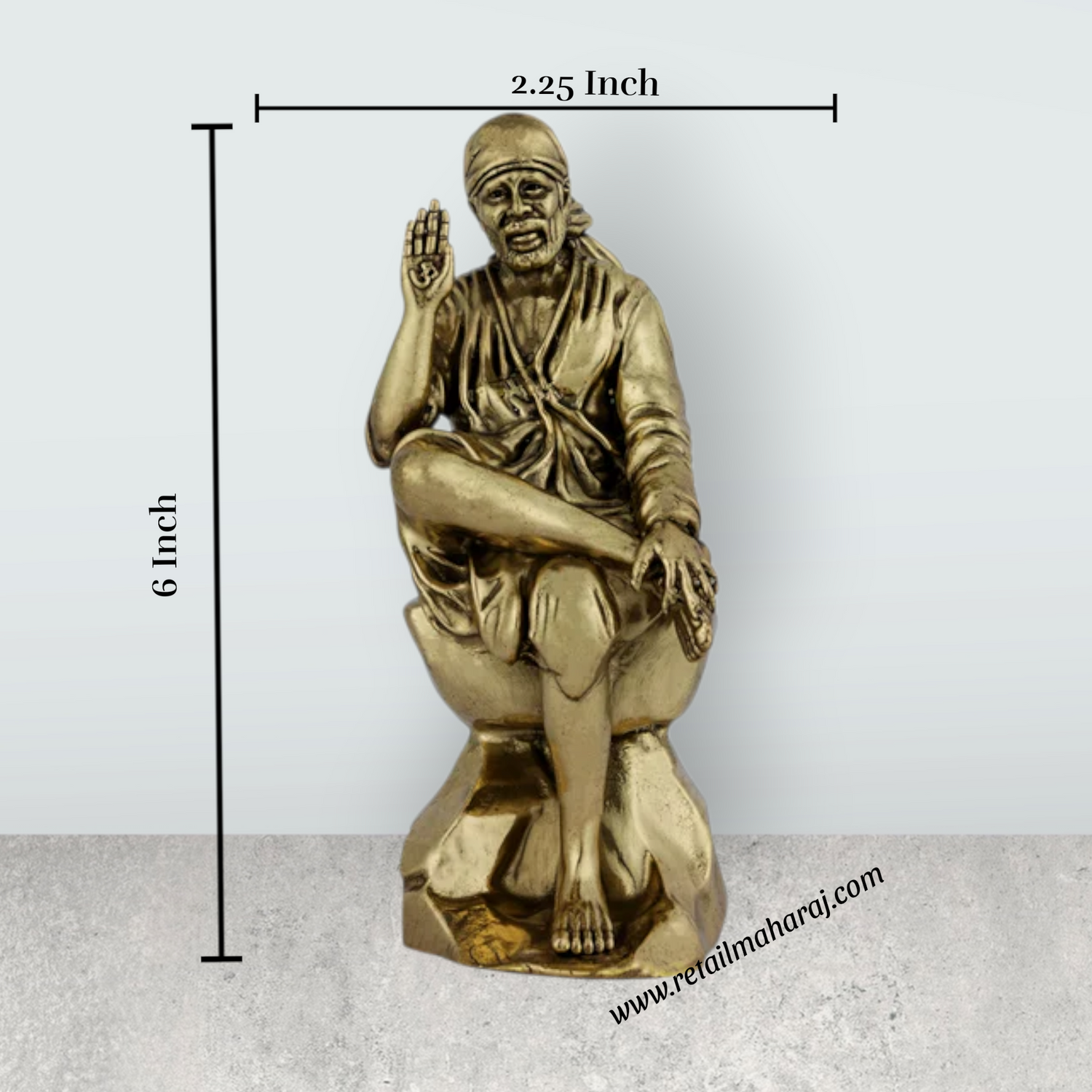 Saibaba Statue – 6 x 2.25 Inches | Antique Brass Idol / Saibaba Sitting Idol / Shirdi Sai Baba Vigraham - Retail Maharaj