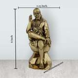Saibaba Statue – 6 x 2.25 Inches | Antique Brass Idol / Saibaba Sitting Idol / Shirdi Sai Baba Vigraham - Retail Maharaj