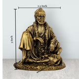 Sai Baba Murti – Antique Brass Shirdi Sai Baba Idol for Home & Temple Pooja (3 x 2.5 Inches) - Retail Maharaj