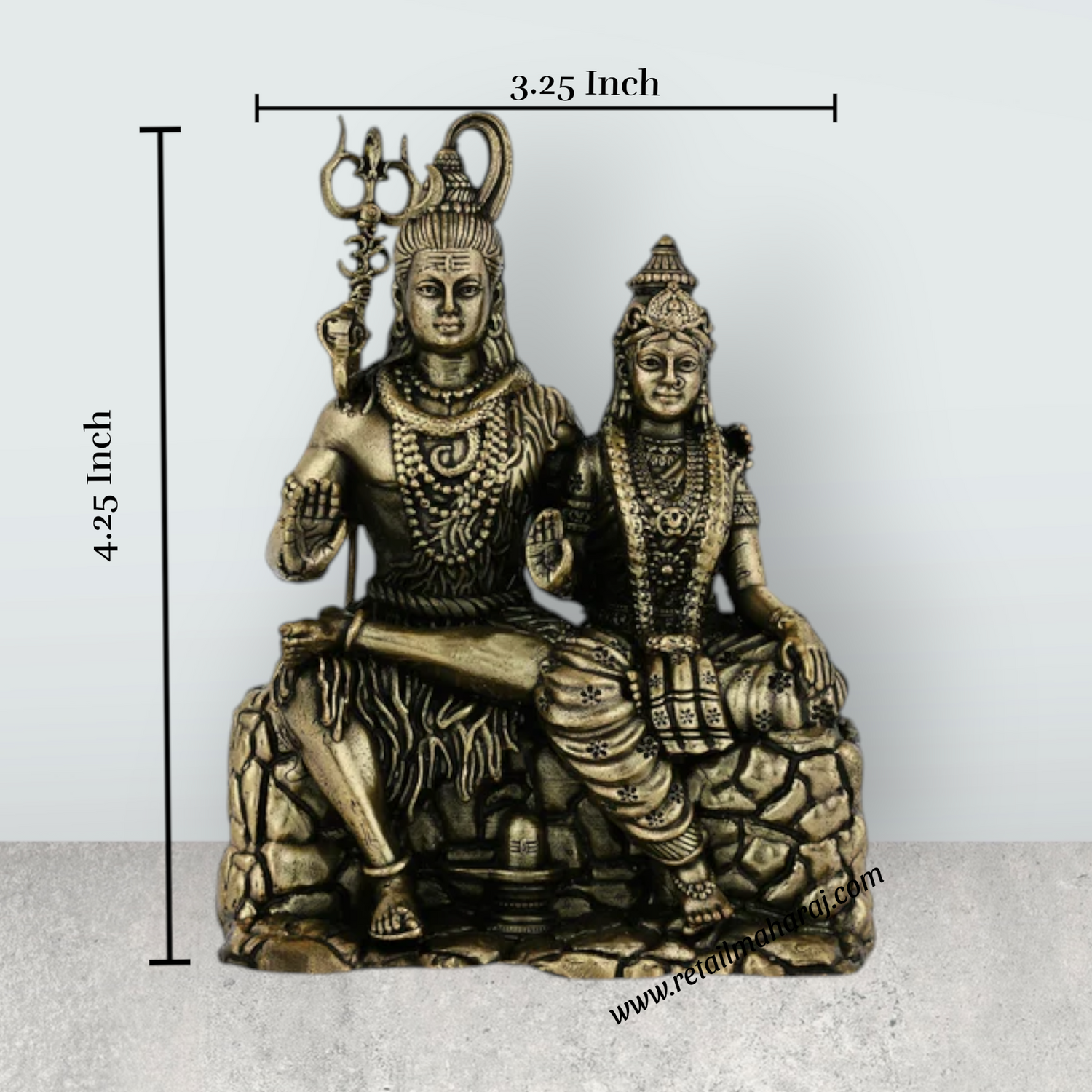 Shivan Parvathi Murti – Antique Brass Shiva Parvati Idol / Statue for Pooja (4.25 x 3.25 Inches) - Retail Maharaj