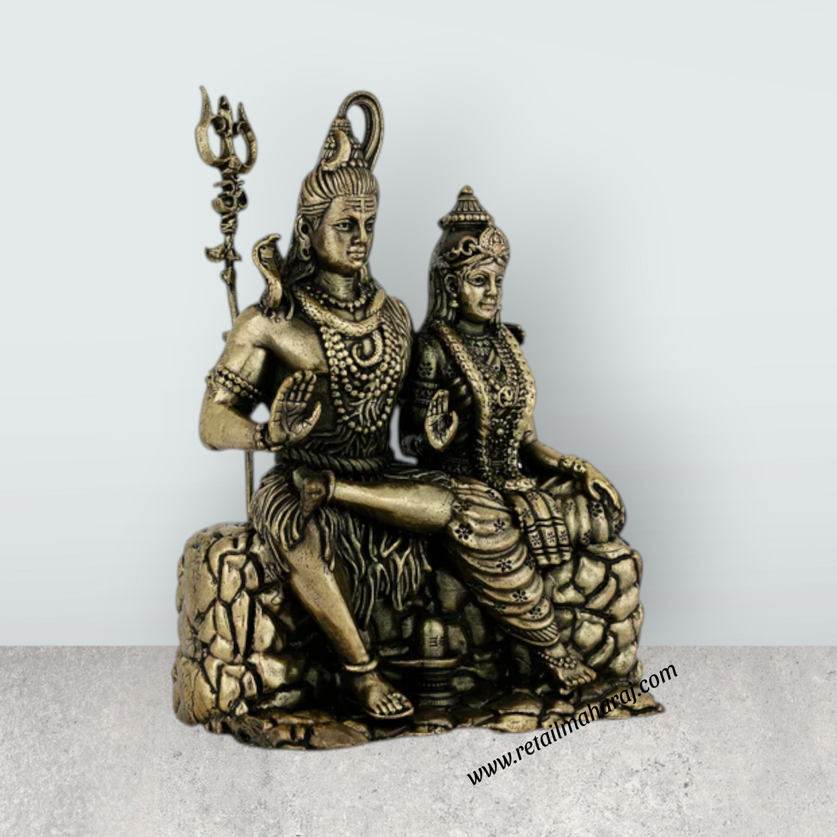 Shivan Parvathi Murti – Antique Brass Shiva Parvati Idol / Statue for Pooja (4.25 x 3.25 Inches) - Retail Maharaj