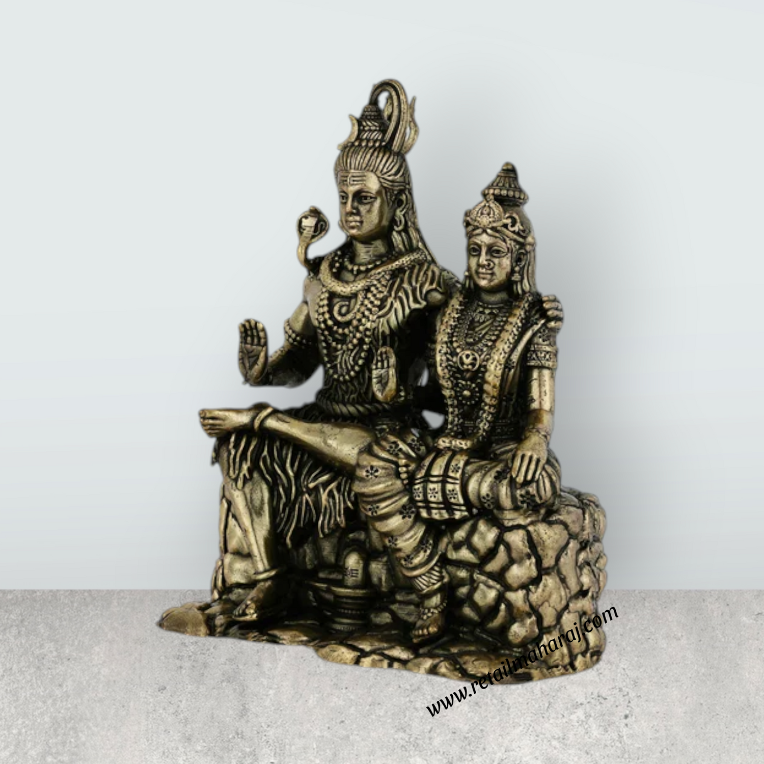 Shivan Parvathi Murti – Antique Brass Shiva Parvati Idol / Statue for Pooja (4.25 x 3.25 Inches) - Retail Maharaj