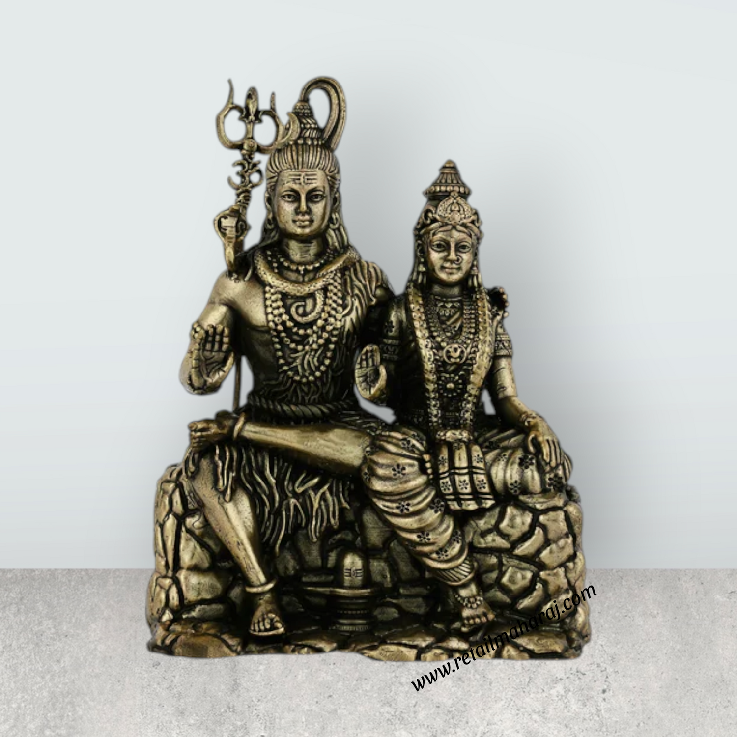 Shivan Parvathi Murti – Antique Brass Shiva Parvati Idol / Statue for Pooja (4.25 x 3.25 Inches) - Retail Maharaj