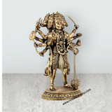 Panchamukhi Hanuman Standing On Base Murti - 6.5 x 4 Inches | Antique Brass Statue for Home Décor & Pooja - Retail Maharaj