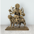 Brass Durga Sitting on Tiger Murti - 6.5 x 5.5 Inches | Antique Brass Durga Statue for Home & Pooja - Retail Maharaj
