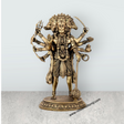 Panchamukha Hanuman Standing On Base Murti - 8 x 5.5 Inches | Antique Brass Anjaneyar Statue for Home & Pooja - Retail Maharaj