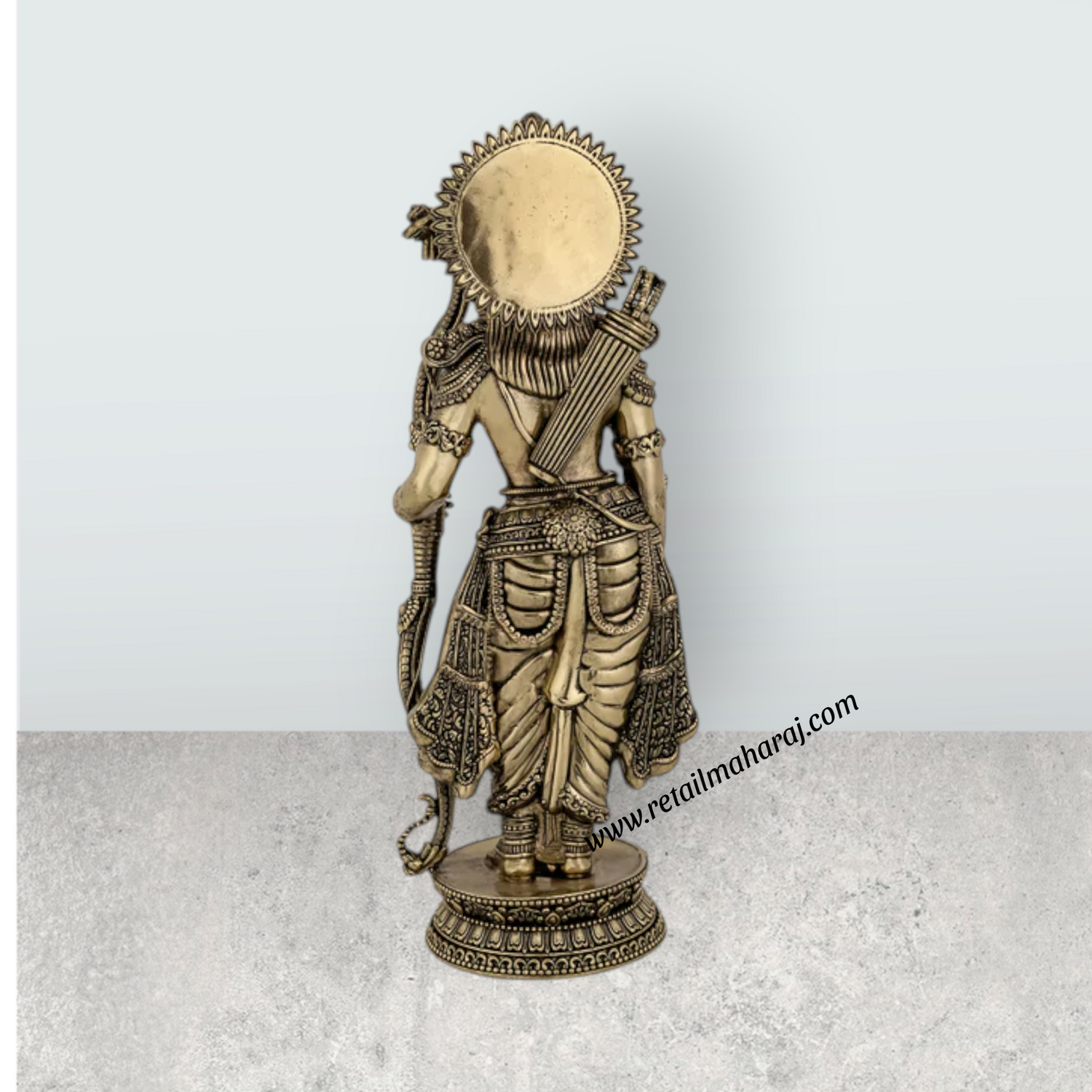 Ramar Murti Set - 10 x 3 Inches | Antique Brass Ram Darbar Idol (Sita Ram Laxman Hanuman) - Retail Maharaj