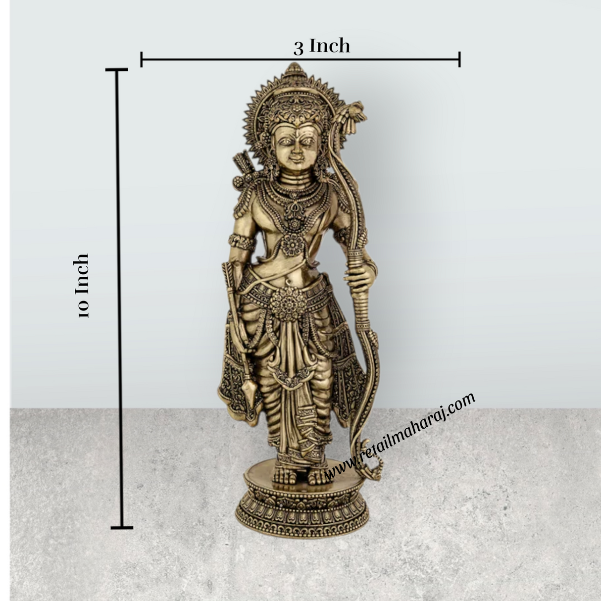 Ramar Murti Set - 10 x 3 Inches | Antique Brass Ram Darbar Idol (Sita Ram Laxman Hanuman) - Retail Maharaj