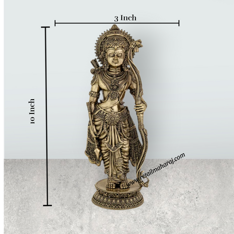 Ramar Murti Set - 10 x 3 Inches | Antique Brass Ram Darbar Idol (Sita Ram Laxman Hanuman) - Retail Maharaj