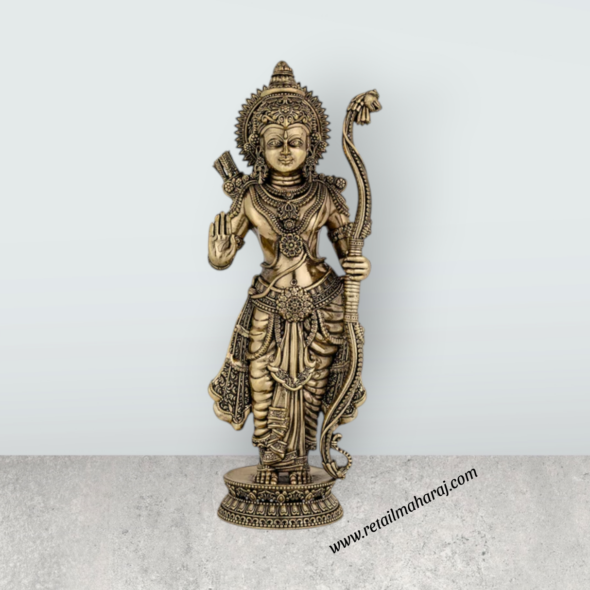 Ramar Murti Set - 10 x 3 Inches | Antique Brass Ram Darbar Idol (Sita Ram Laxman Hanuman) - Retail Maharaj