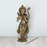Ramar Murti Set - 10 x 3 Inches | Antique Brass Ram Darbar Idol (Sita Ram Laxman Hanuman) - Retail Maharaj