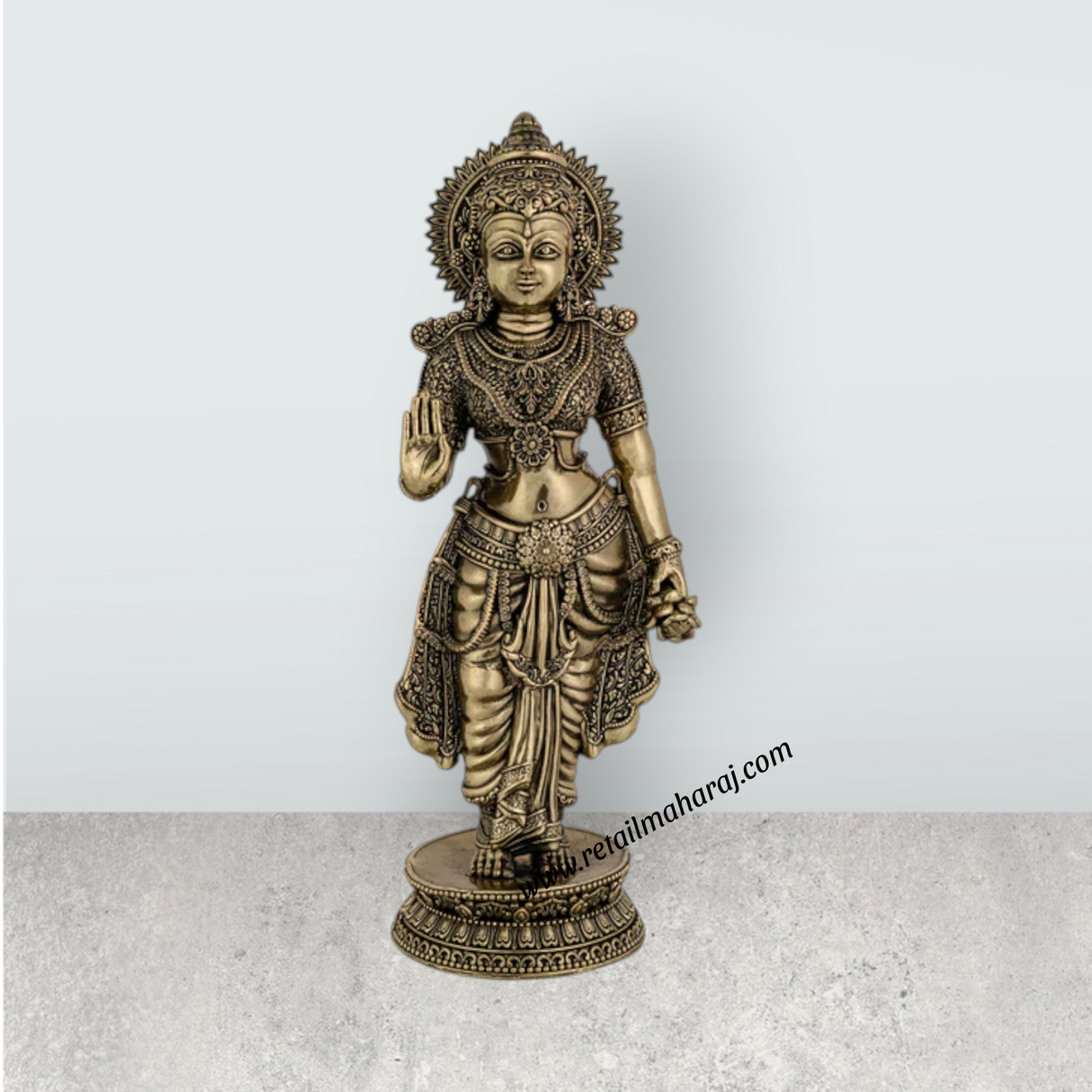 Ramar Murti Set - 10 x 3 Inches | Antique Brass Ram Darbar Idol (Sita Ram Laxman Hanuman) - Retail Maharaj