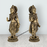 Ramar Murti Set - 10 x 3 Inches | Antique Brass Ram Darbar Idol (Sita Ram Laxman Hanuman) - Retail Maharaj