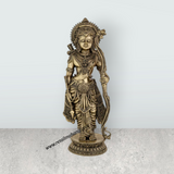 Ramar Murti Set - 10 x 3 Inches | Antique Brass Ram Darbar Idol (Sita Ram Laxman Hanuman) - Retail Maharaj