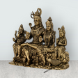 Lord Shiva Family Sitting on Base Murti – Antique Brass Shiv Parivar Idol for Pooja (7 x 7.5 Inches) - Retail Maharaj