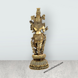 Radha Krishna Standing On Base Murti - 8.5 x 3 Inches | Antique Brass Idol - Retail Maharaj