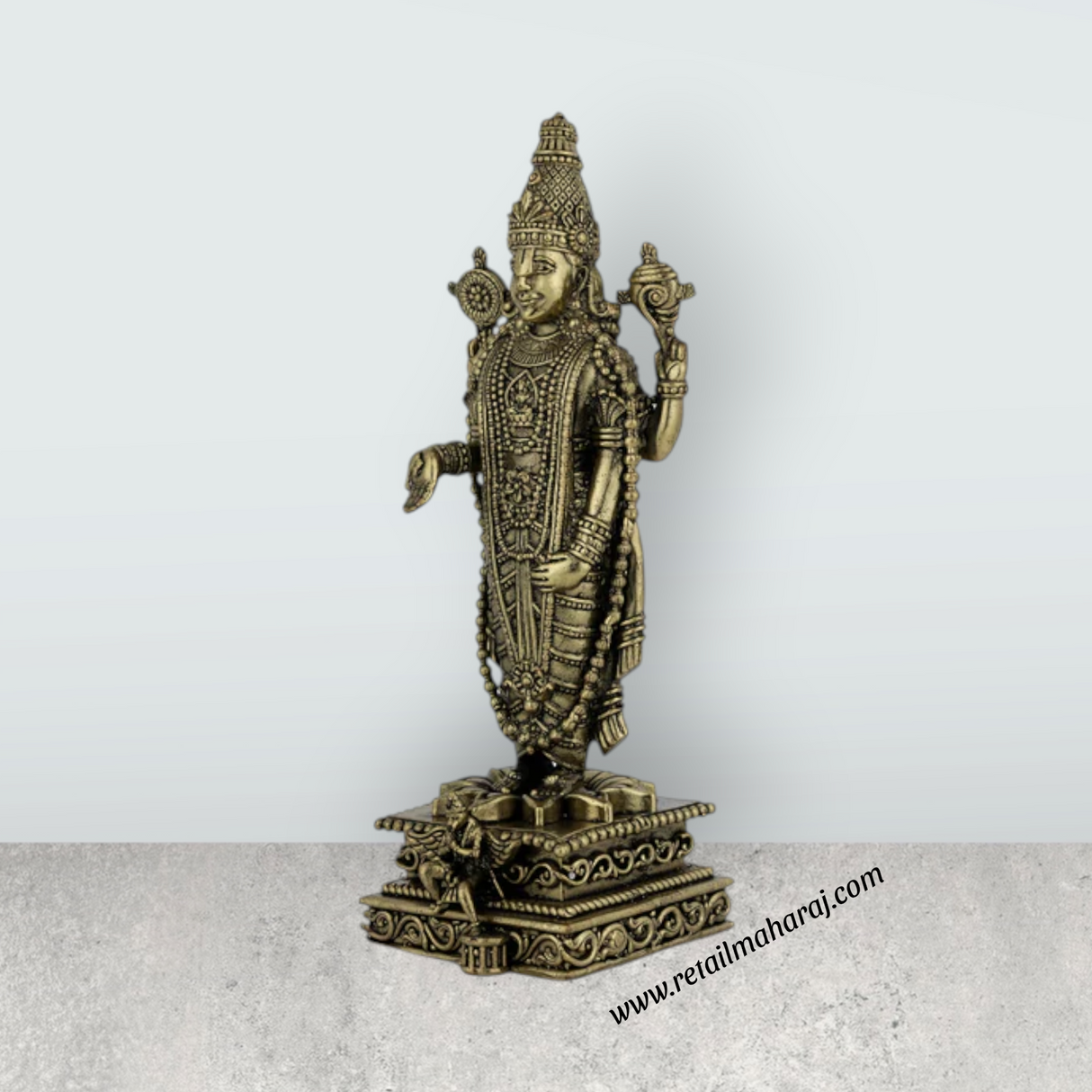 Balaji Statue – Antique Brass Lord Perumal Idol for Home, Office & Pooja Room (5.5 x 3 Inches) - Retail Maharaj
