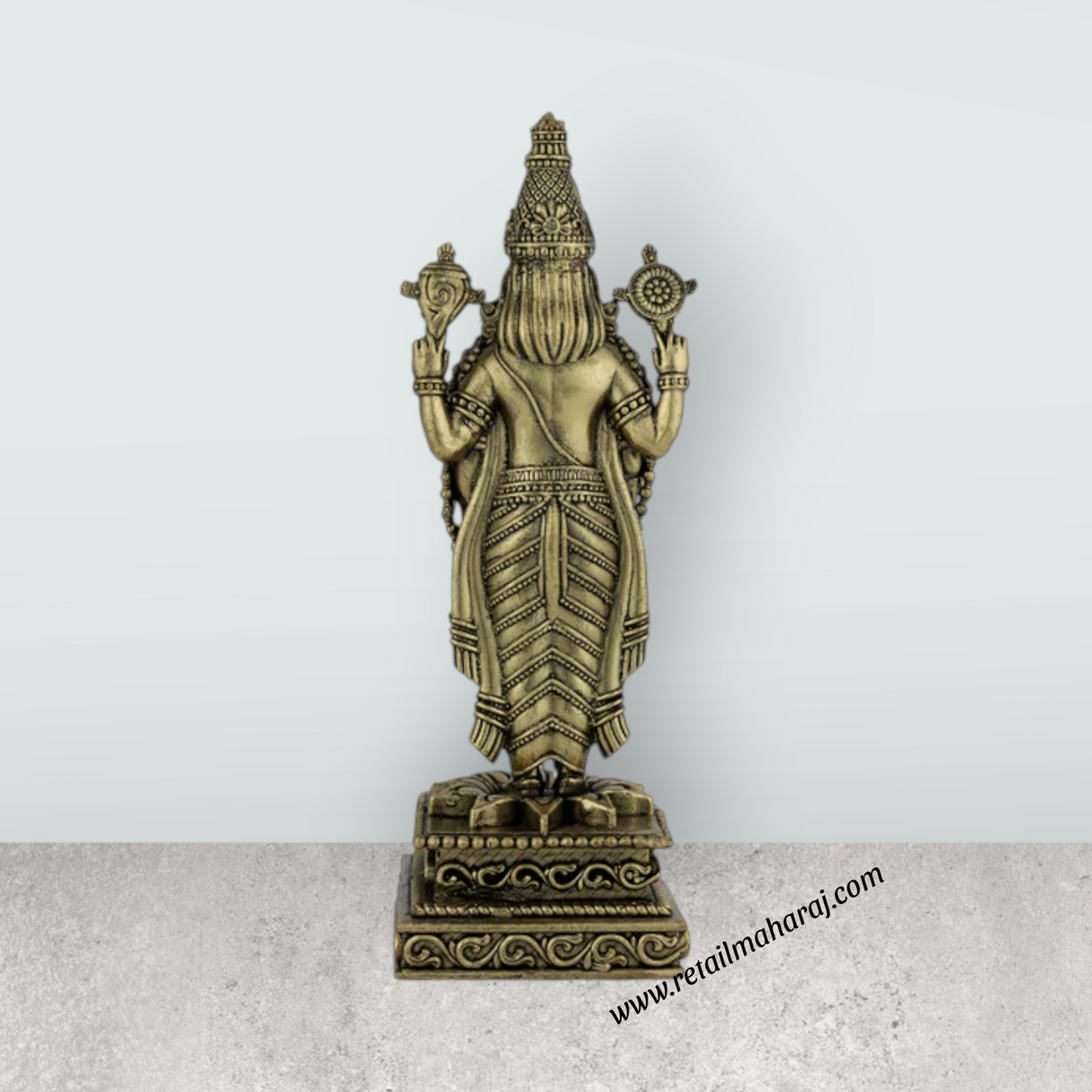 Balaji Statue – Antique Brass Lord Perumal Idol for Home, Office & Pooja Room (5.5 x 3 Inches) - Retail Maharaj
