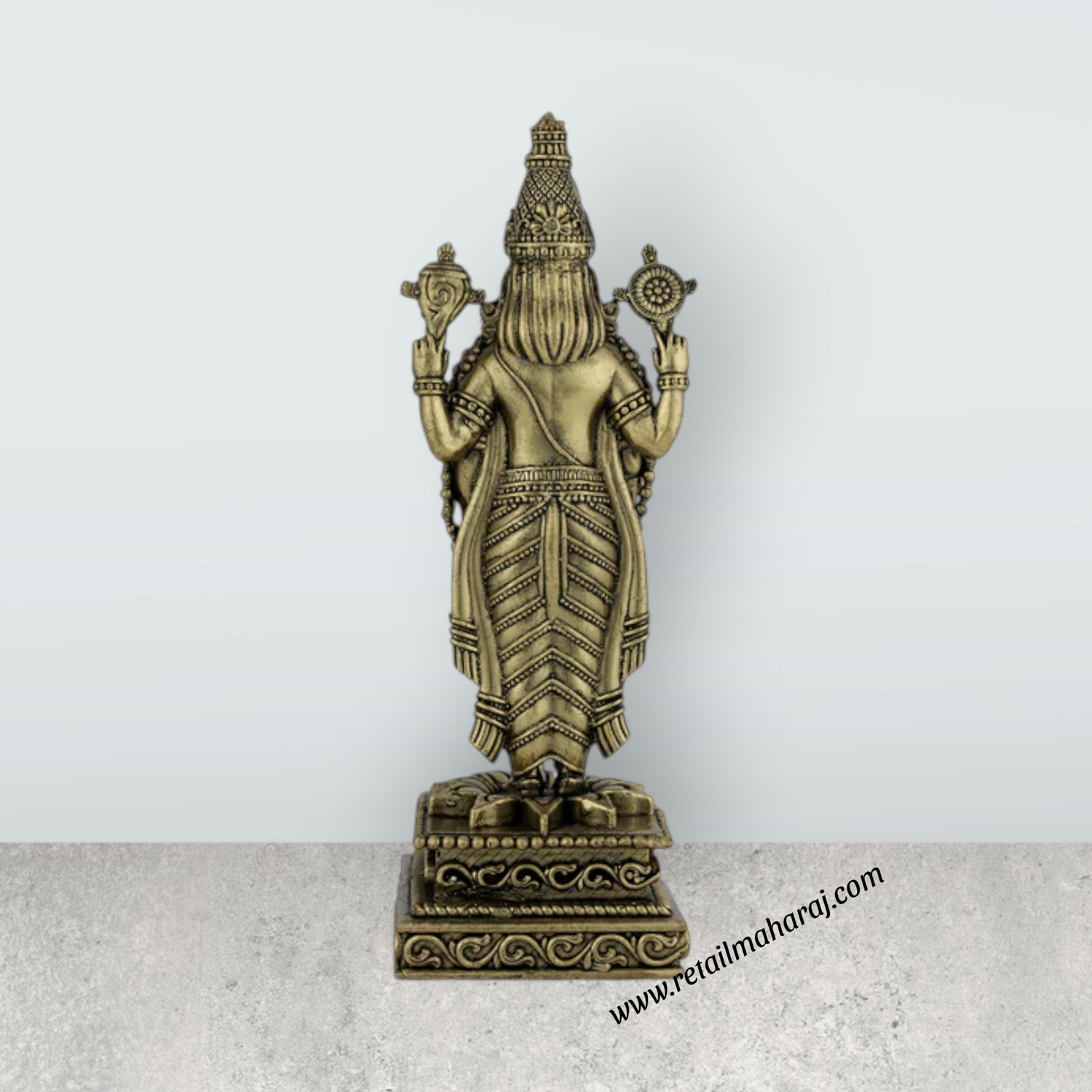 Balaji Statue – Antique Brass Lord Perumal Idol for Home, Office & Pooja Room (5.5 x 3 Inches) - Retail Maharaj