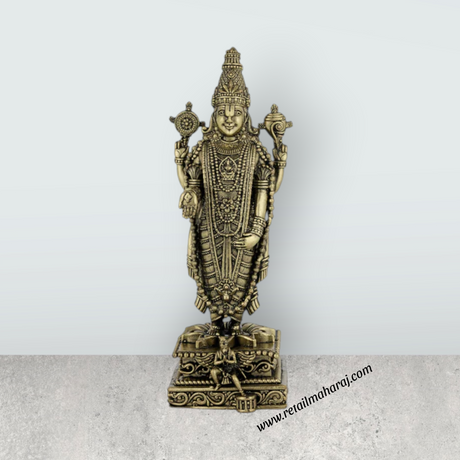 Balaji Statue – Antique Brass Lord Perumal Idol for Home, Office & Pooja Room (5.5 x 3 Inches) - Retail Maharaj